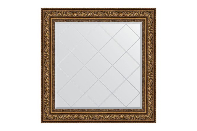 Wall mirror with engraving in a baguette frame EVOFORM vignette aged bronze 90x90 cm from 61 to 90 cm