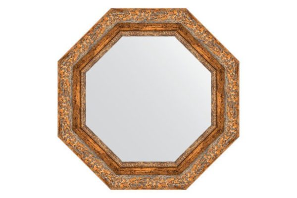 Wall mirror in a baguette frame EVOFORM Octagon BY 3778, antique bronze vignette 55.4x55.4 cm