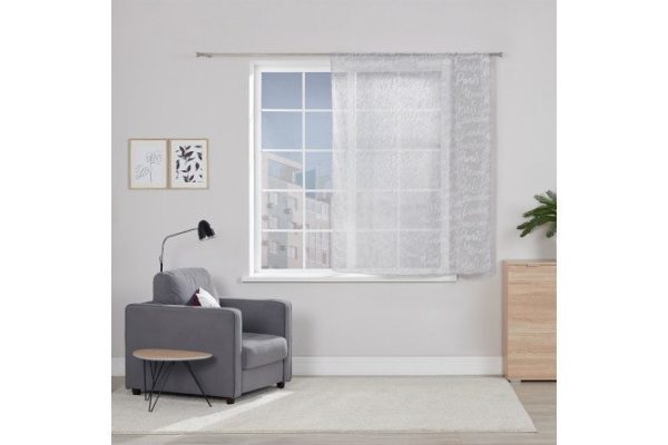 Kitchen tulle on ribbon MICASA Daria 140x180 cm, 1 piece, gray