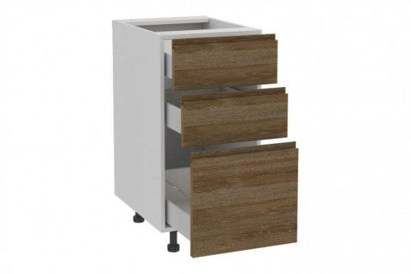 Set of fronts for a floor cabinet with 3 drawers Nicole color oak Davos truffle