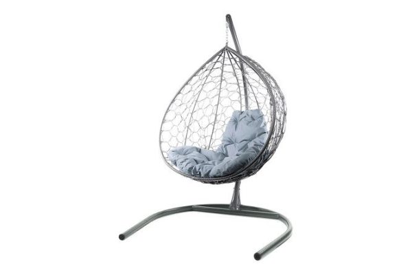 Hanging cocoon chair XL 75x186x118 cm, base and frame color gray, finishing gray