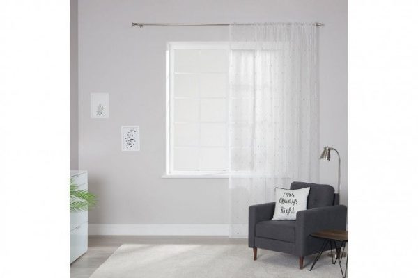 Tulle with ribbon ESTUDI BLANCO Oriane 300x280 cm 300x280 cm, 1 piece, white, silver