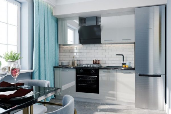 Modular kitchen set Amika 2.0 m gray mother-of-pearl