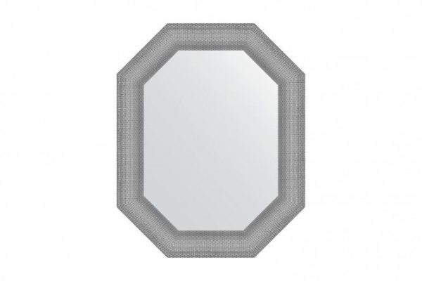 Wall mirror in a baguette frame EVOFORM Polygon BY 7290, silver chain mail 61x76 cm