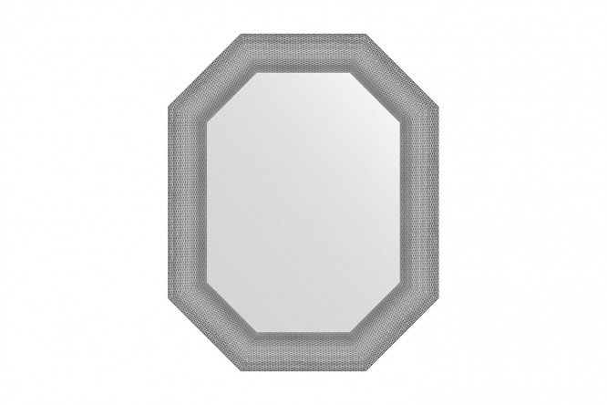 Wall mirror in a baguette frame EVOFORM Polygon BY 7290, silver chain mail 61x76 cm