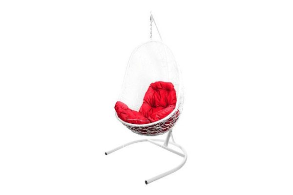 Hanging cocoon chair Oval 83x186x70 cm, base and frame color white, finishing white