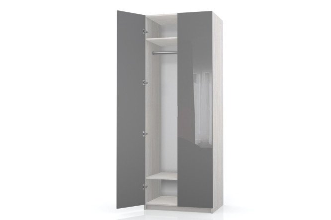 Wardrobe 2-door Oscar Amika 75x236x58 cm, light Anchor ash, gray dusty gloss