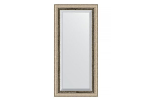 Wall mirror with bevel in a baguette frame EVOFORM antique silver with wickerwork 63x153 cm