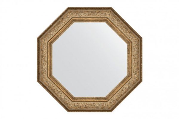 Wall mirror in a baguette frame EVOFORM Octagon BY 7385, antique bronze vignette 75x75 cm