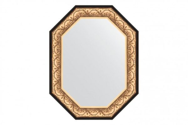 Wall mirror in a baguette frame EVOFORM Polygon BY 7243, baroque gold 70x90 cm