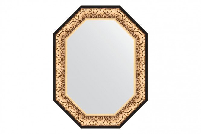 Wall mirror in a baguette frame EVOFORM Polygon BY 7243, baroque gold 70x90 cm