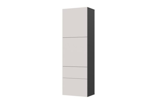 Wardrobe Oscar Moon 192x60 cm 2 doors and 2 drawers, anthracite, Santiago soft