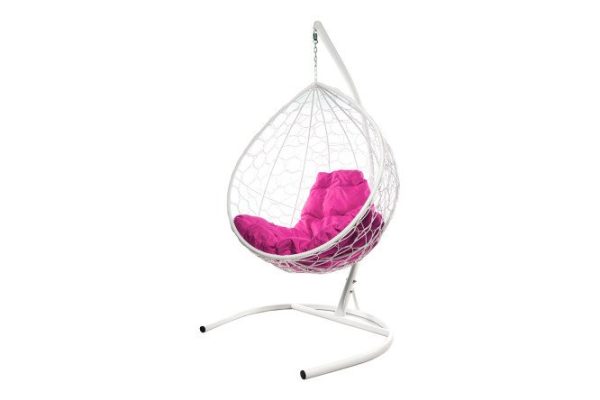 Hanging cocoon chair Drop 72x186x98 cm, base and frame color white, finishing white