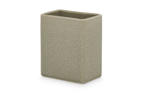 Glass for toothbrushes EVIO Natural 7.6x9.2x5 cm, Ceramic