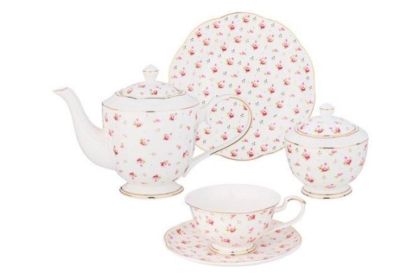 Tea set Lefard Sonnet in roses 6 persons, 20 pcs., Porcelain
