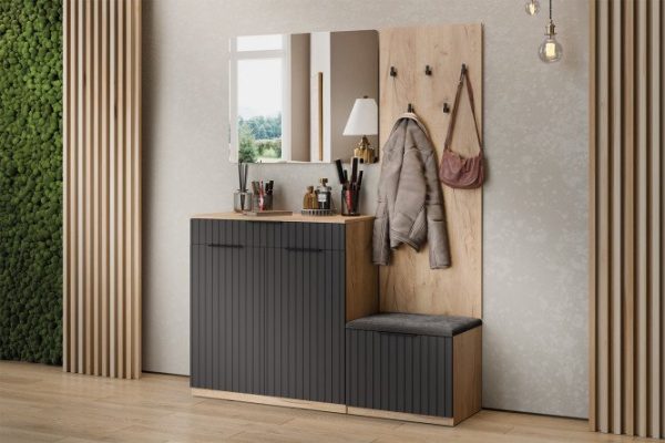 Hallway with rectangular mirror Hilton graphite