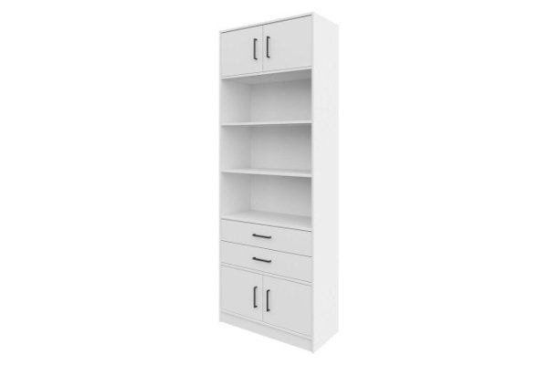 Shelving unit Virage with 2 drawers and 4 doors, white