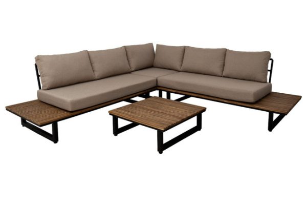 Lounge area Alto frame color gray, finishing natural teak