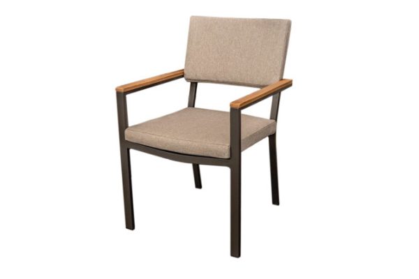 Dining chair Oscar with armrests, frame color black, soft elements light gray
