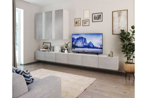 ds2hcuax43cdopwyp7hakzi9xutdc4ot.jpg Living room Oscar Amika with push-to-open cabinet, white/concrete