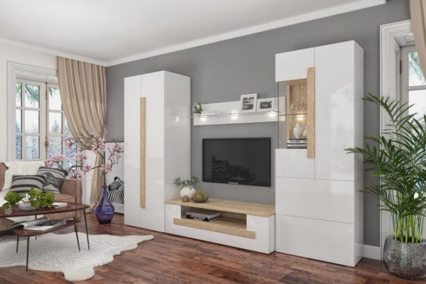 Modular set Cuba oak Sonoma, white gloss