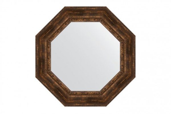 Wall mirror in a baguette frame EVOFORM Octagon BY 7395, aged wood with ornaments 77x77 cm