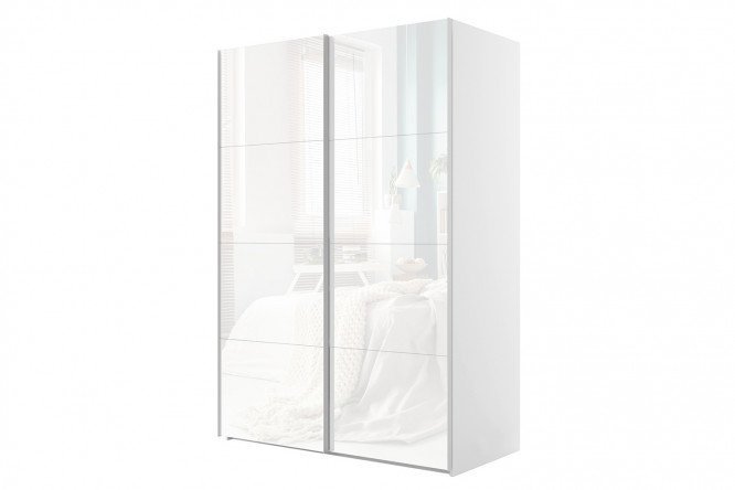 Sliding wardrobe 2-door Comet 200x240 cm white snow, white glass facades