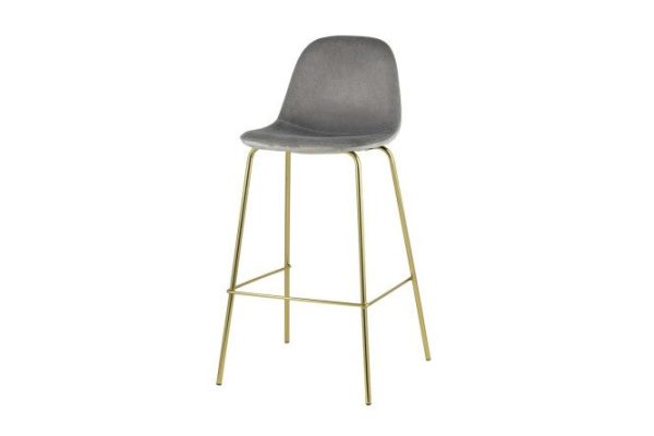 Bar stool Valencia 43x105x46 cm, upholstery color gray, legs gold