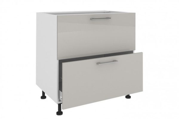 Set of fronts for a floor cabinet with 2 drawers Amika 79.6x35.6 cm, pearl gray glossy color