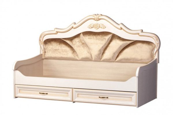 Single bed Ellie 90x200 cm color cream white, beige-gold