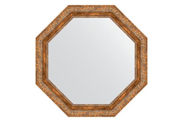 Wall mirror in a baguette frame EVOFORM Octagon BY 3780, antique bronze vignette 75.4x75.4 cm