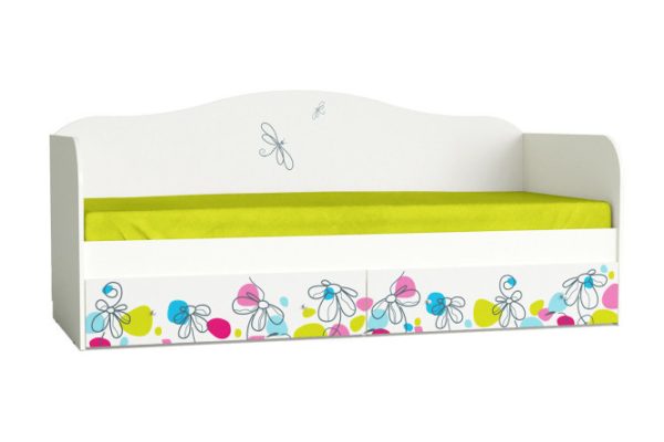 Bed-sofa Flowers 80x190 cm color white silk