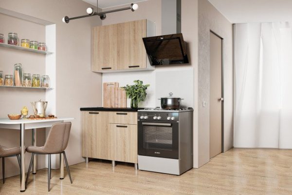 Kitchen set Eva 100x217.8x60 cm, frame color white, facade Sonoma oak