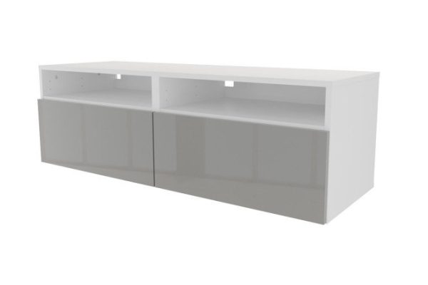 Cabinet with drawers and shelf Oscar Amika 120x38 with closers, white / dusty gray gloss