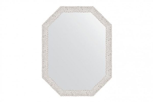 Wall mirror in a baguette frame EVOFORM Polygon BY 7002, white embossing 53x68 cm