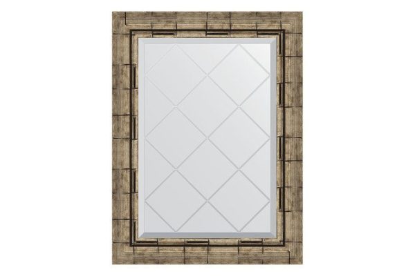 Wall mirror with engraving in a baguette frame EVOFORM Silver bamboo 53x71 cm