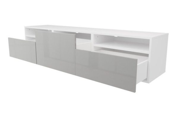 Cabinet with 3 drawers and 2 shelves Oscar Amika 180x38 with closers, white / dusty gray gloss
