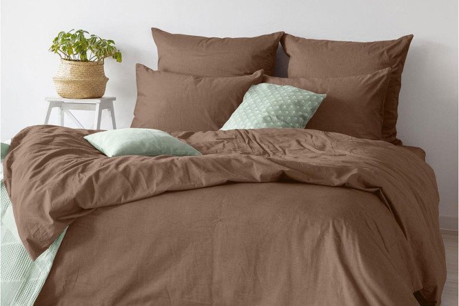 Bedding set Sateen Caramel Cotton 148x215 cm, Family