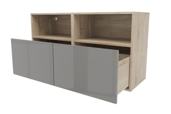 Cabinet with shelves and drawers Oscar Amika 120x64 with closers, Sonoma oak / dusty gray gloss