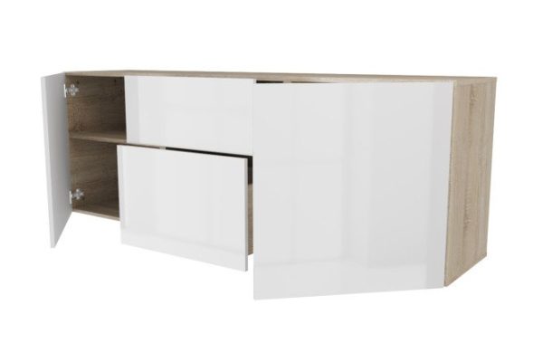 Cabinet 2 doors and 2 drawers Oscar Amika 180x64 with closers, Sonoma oak / white gloss