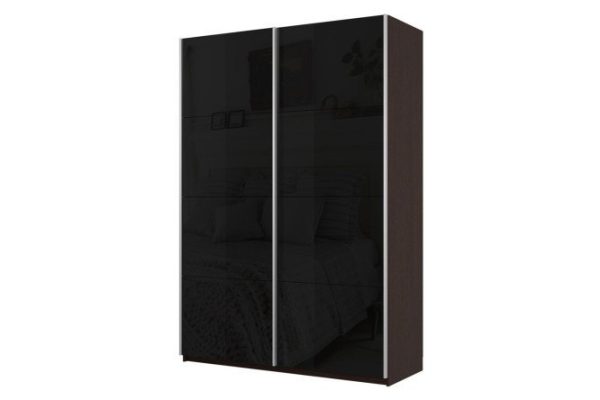 Sliding wardrobe 2-door Cors 160x230 cm, wenge, black facade