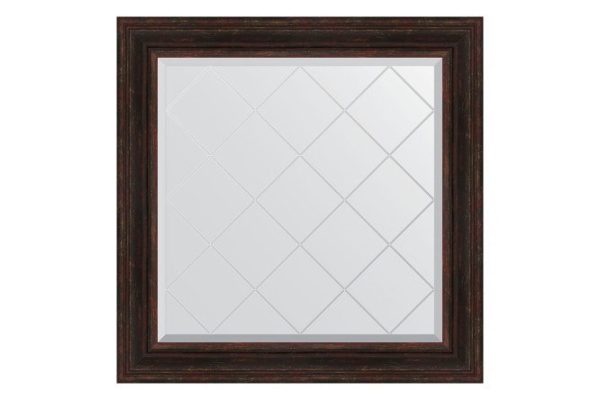 Wall mirror with engraving in a baguette frame EVOFORM Dark Provence 89x89 cm