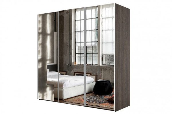 3-door wardrobe Comet 240x220 cm wenge Mali, mirror fronts