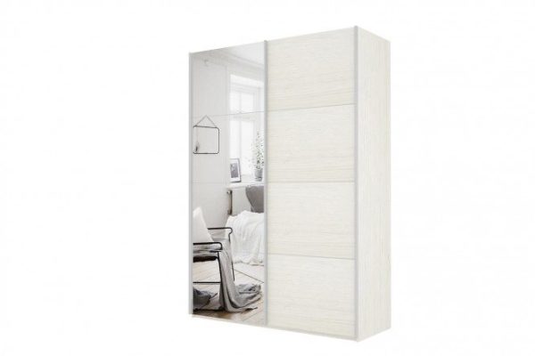 2-door wardrobe Cors 160x230 cm, light ash Anchor, with one mirror