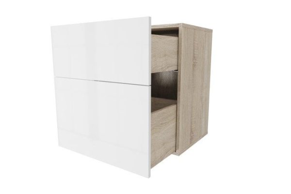 Cabinet with two drawers Oscar Amika 60x64 with closers, Sonoma oak / white gloss