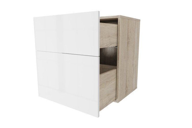 Cabinet with two drawers Oscar Amika 60x64 with closers, Sonoma oak / white gloss