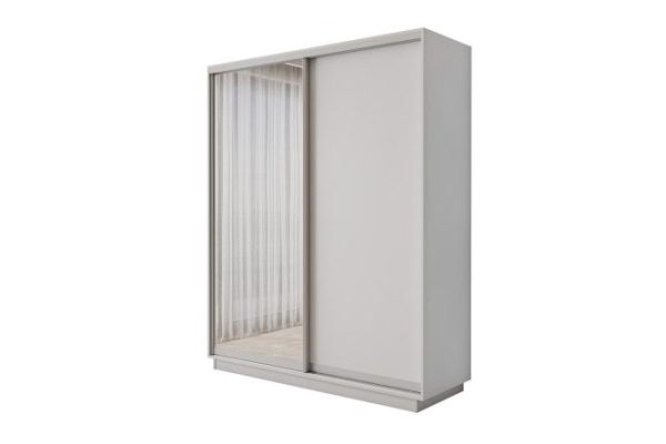 2-door wardrobe Slide-2 180x220x45 cm, white snow, silver, with one mirror