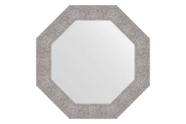 Wall mirror in a baguette frame EVOFORM Octagon BY 3803, embossed silver 66.6x66.6 cm
