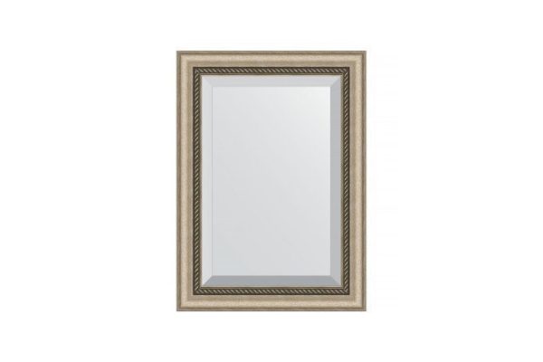 Wall mirror with bevel in a baguette frame EVOFORM antique silver with wickerwork 53x73 cm