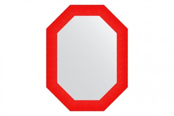 Wall mirror in a baguette frame EVOFORM Polygon BY 7299, red wave 66x86 cm